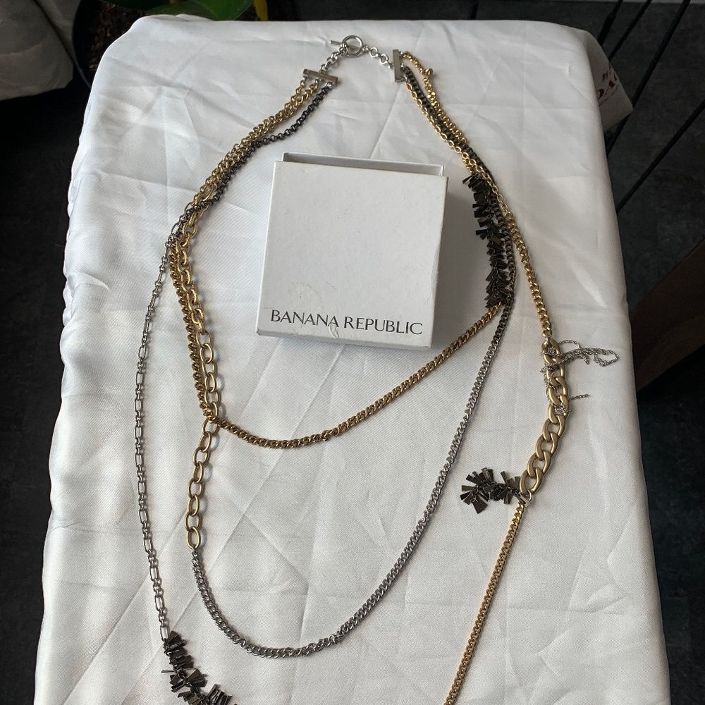 Banana Republic mixed metal, triple-strand necklace.